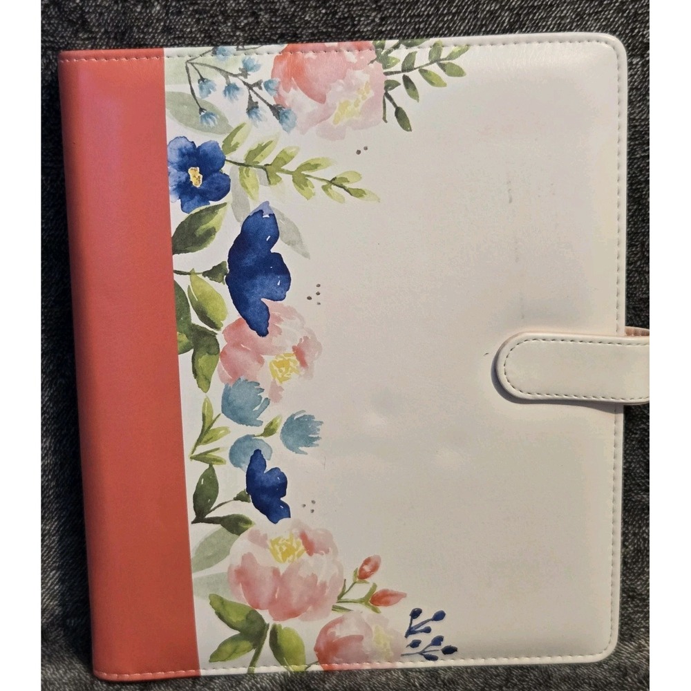 Stampin' Up! Floral 6 Ring Planner Binder Organizer Faux Leather‎ Magnet Closure
